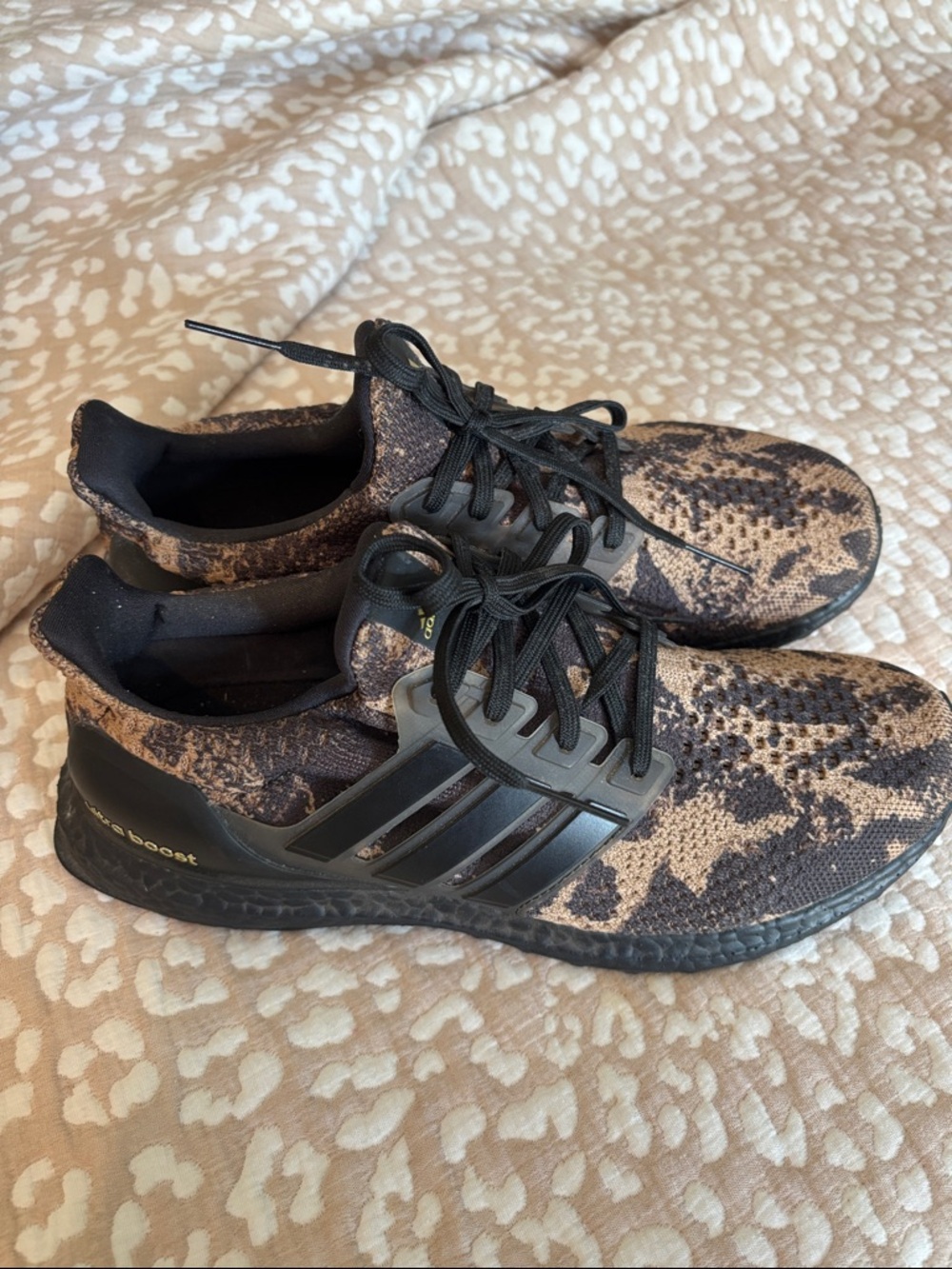 adidas Ultraboost Knit Sneakers in Black and Tan Camo